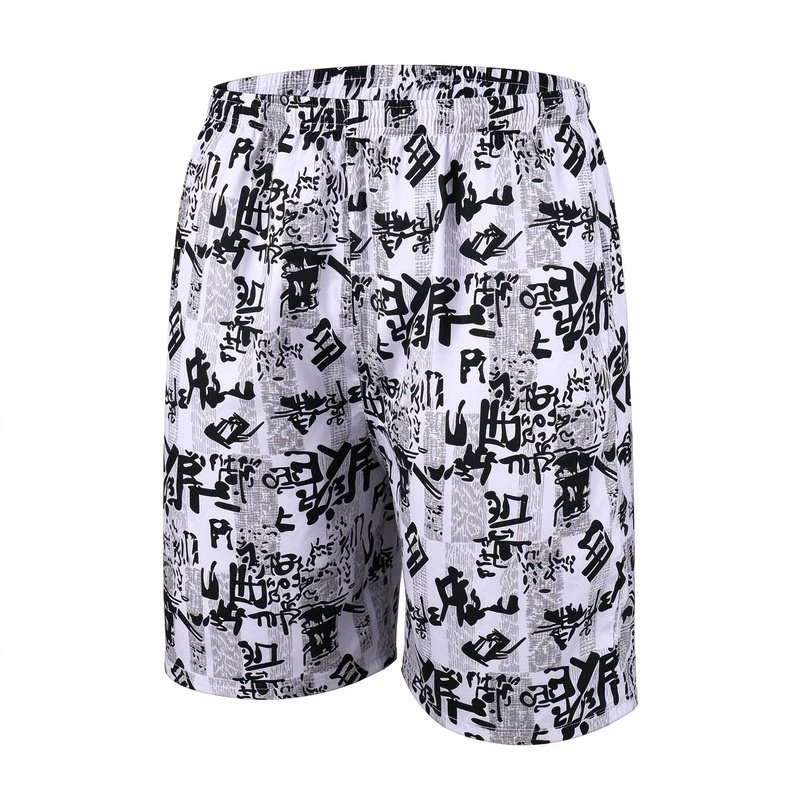 Graffiti Print Beach Shorts