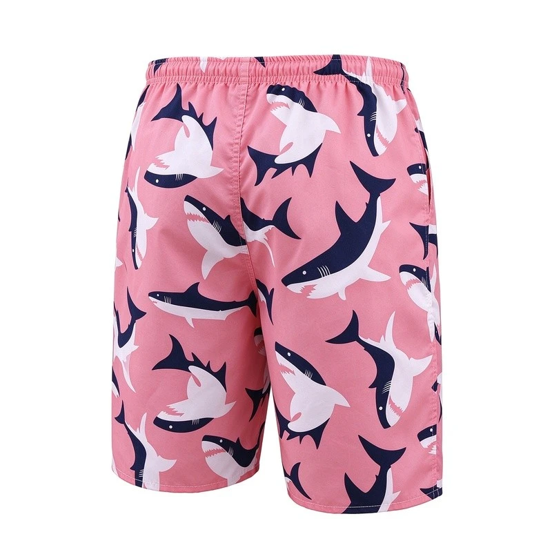 Pink Shark Print Beach Shorts suppliers
