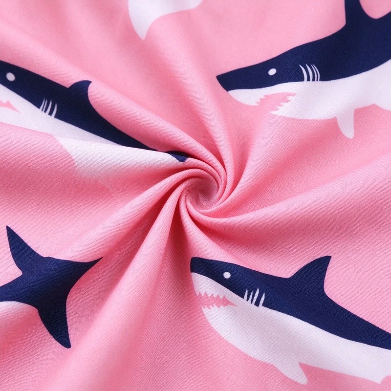 Pink Shark Print Beach Shorts best