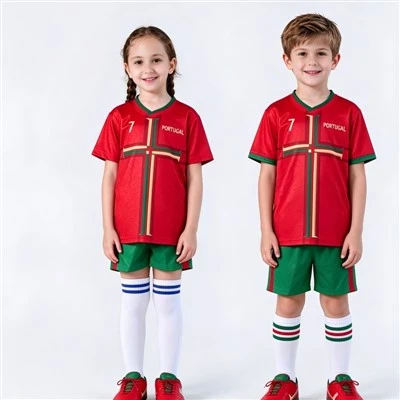 Kids' Portugal Fan Football Uniform