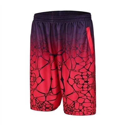 Red Flower Print Basketball Shorts